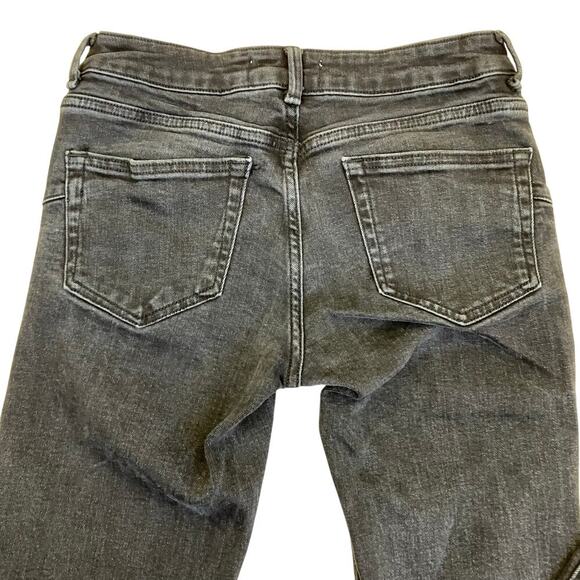 Zara Sz 6 Charcoal Washed Black Slim Flare Jeans Mid Rise Stretchy Raw Hem - Picture 13 of 16